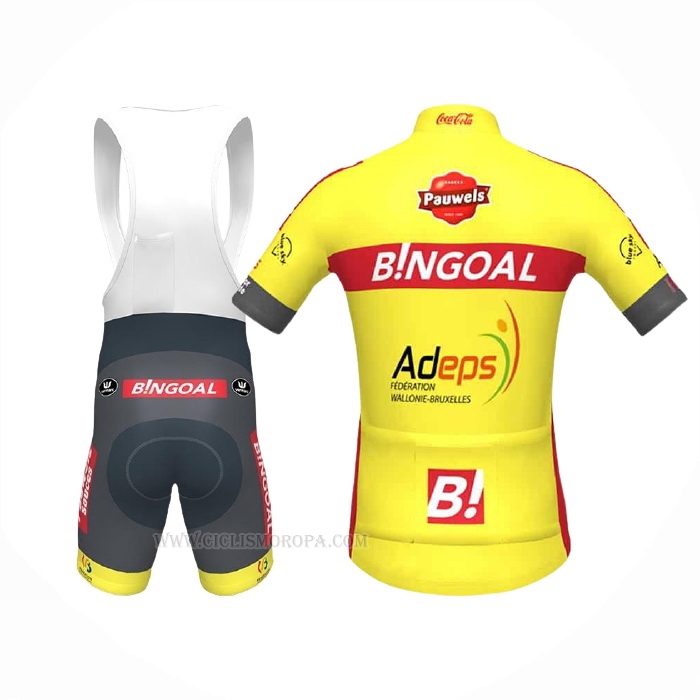 2021 Ropa Ciclismo Wallonie Bruxelles Amarillo Mangas Corta y Culotte Corto